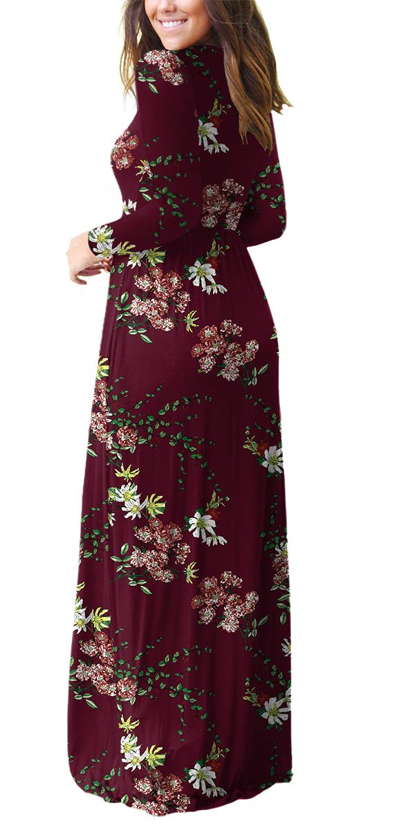 LILBETTER Women's Long Sleeve Loose Plain Maxi Dresses Casual Long