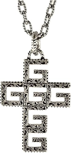 Amazon グッチ Gucci ネックレス メンズ アクセサリー スクエアg キューブ クロス シルバー J8400 0811 並行輸入品 ネックレス 通販