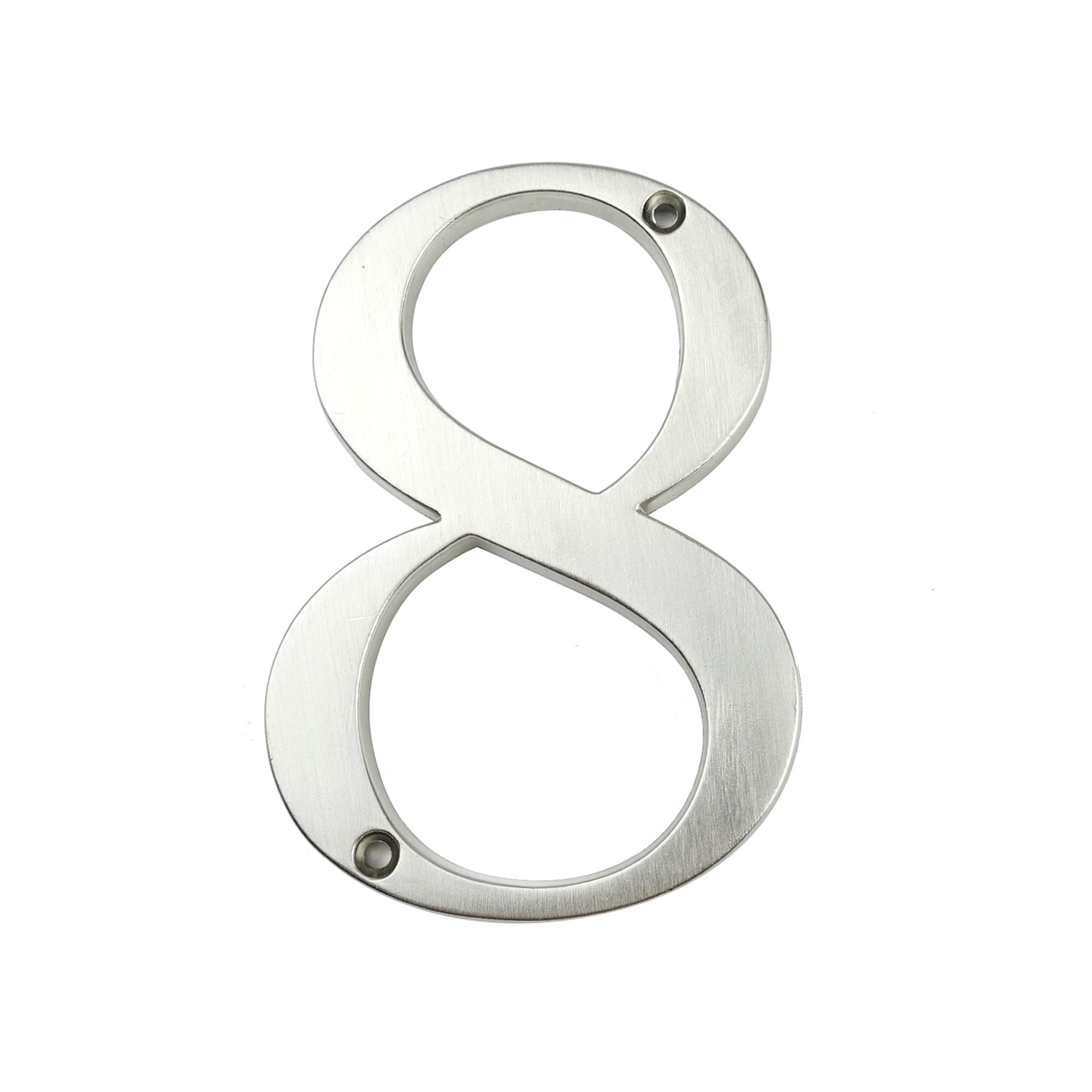 HASWARE House Number Sign 4 inch (10 cm) Modern Door Numbers Signage Plaque Street Home Address Numerals Zinc Alloy (8, Silver)