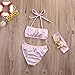 Baby Girl Mermaid Sequins Bright Bikini Bowknot Halter Swimsuit Headband Swimwear (90(12-18 Months), Pink)