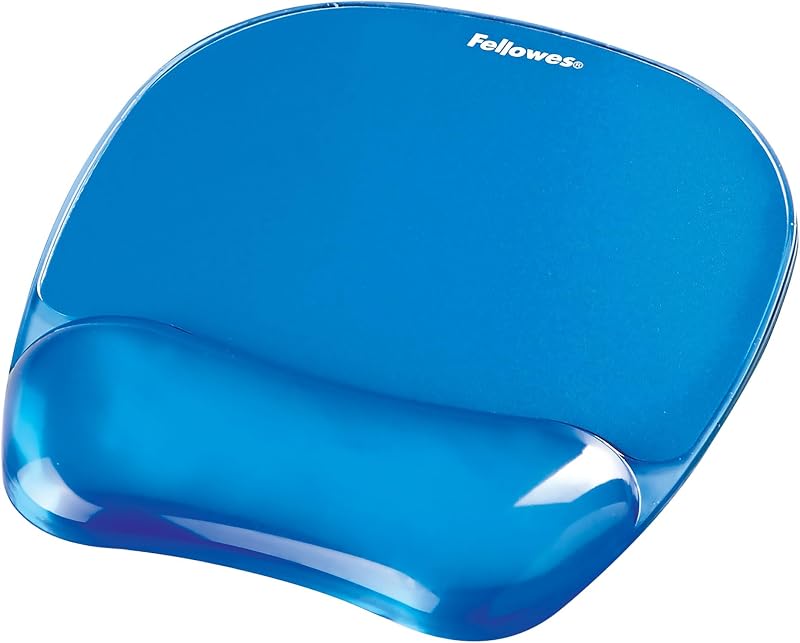 Fellowes Crystals Gel Mouse Mat Wrist Support Blue Non Slip Base