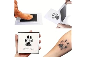 4Pcs Extra Large Clean Touch Ink Pad for Dog Handprints and Footprints, Inkless Pet Hand & Foot Stamp, Doesn’t Touch Skin, Bl