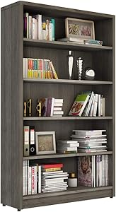Sunon Collection Wood Bookcase Freestanding Display Shelf for Home and Office (5-Shelf, Grey)