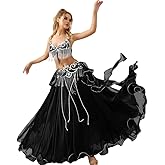 ROYAL SMEELA Belly Dance Costume Set for Women Belly Dance Bra and Belt Chiffon Dancing Skirts Professional Outfit 3pcs