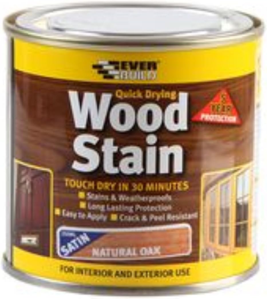 Everbuild Wood Stain Natural Oak 250ml Quick Dry Interior Exterior Solvent Free