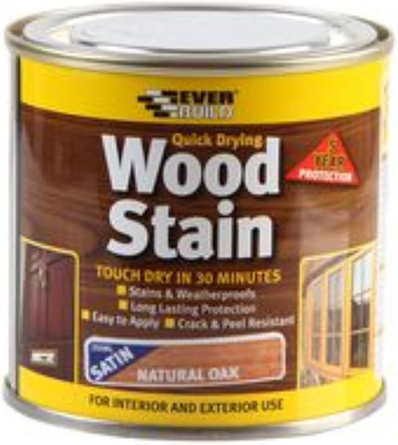 Everbuild Wood Stain Natural Oak 250ml Quick Dry Interior Exterior Solvent Free