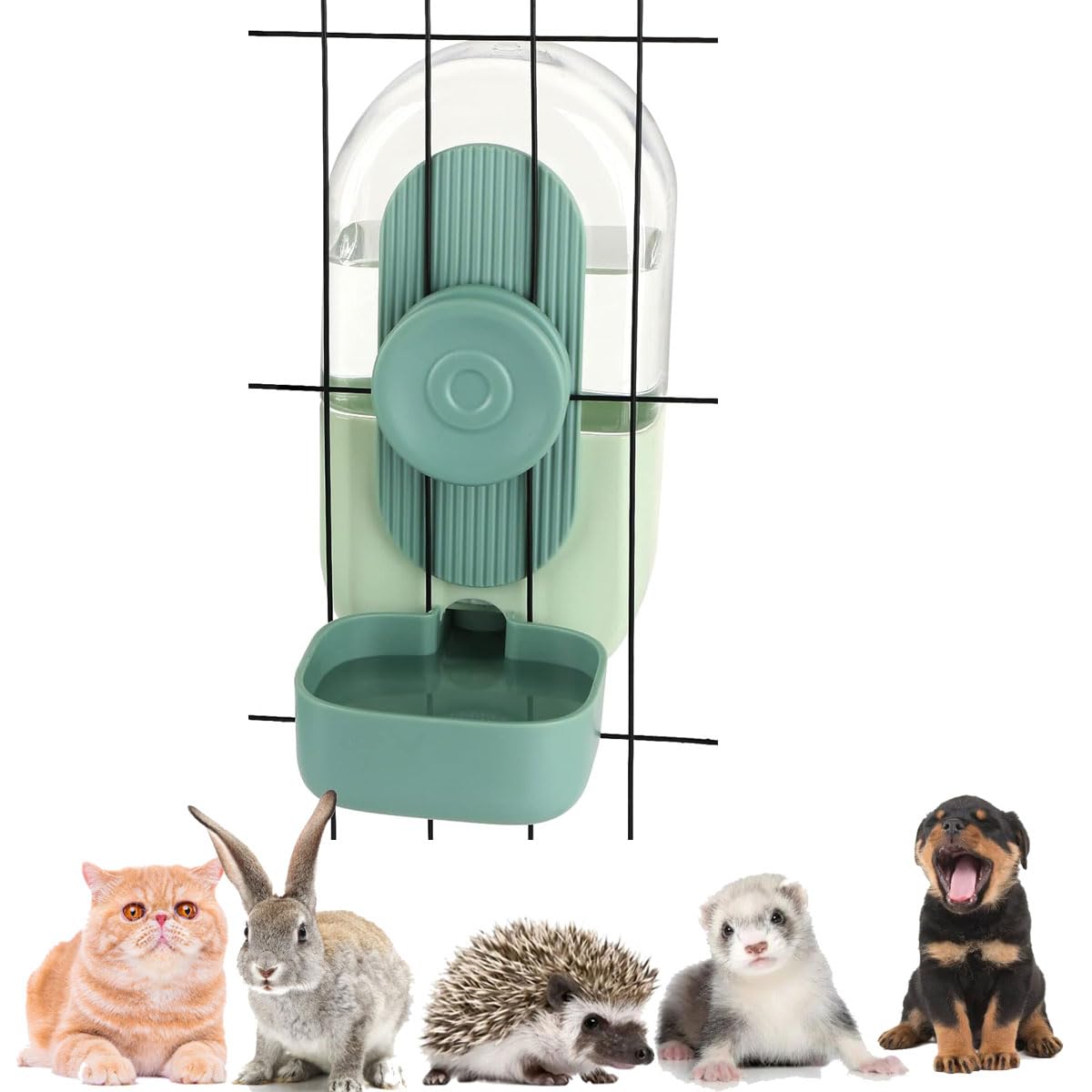 1L Small Pet Hanging Automatic Water Bowl for Cage, Station for Small Dog Cat Kitten Bunny Guinea Pig Ferret, 35oz Capacity