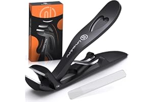 Toenail Clippers for Thick Nails - Angled Head, Wide Jaw, INXEN Ergonomic Long Handle Toe Nail Clippers for Seniors, Nail Cutter for Men & Women, Premium Steel with Nail Catcher