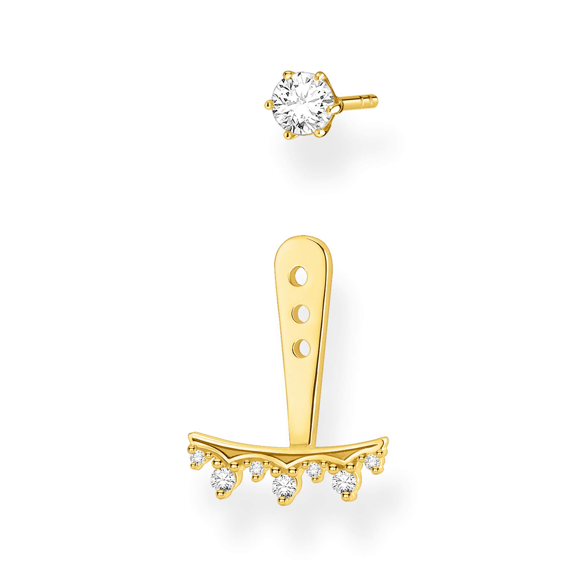 THOMAS SABO Single ear stud white Stones gold 925 Sterling Silver, 18k Yellow Gold Plating