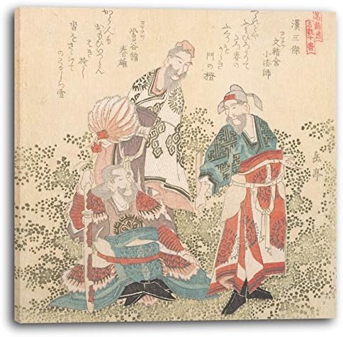Canvas Print (60x60cm): Yashima Gakutei - Three Great Wise Men of the Han Dynas