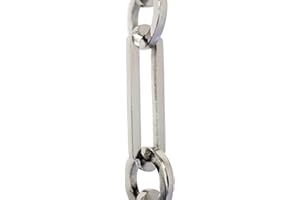 RCH Hardware CH-21-PN-3 Decorative Polished Nickel Solid Brass Chain for Hanging, Lighting - Rectangles with Circular Connecting Rings and Welded Links (3 ft/1 Yard)