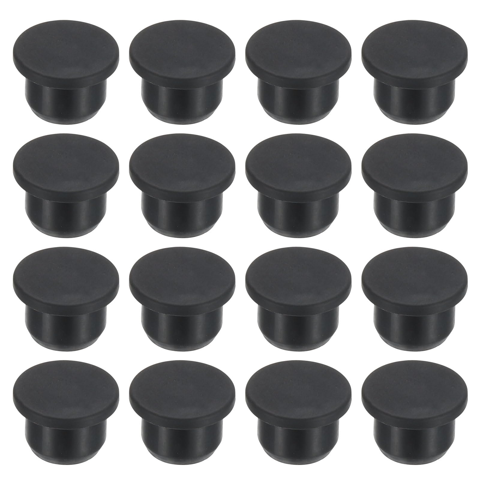 PATIKIL 14mm Diameter Silicone Rubber Black Hole Plugs, 16 Pcs, 13-14mm Hole Size