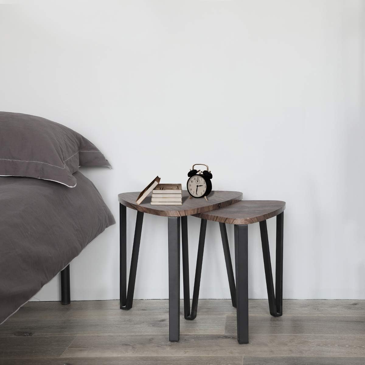 Industrial Nesting-Tables Living Room Coffee Table Sets of 3 Stacking End Side Tables Nightstands Vintage Night Tables for Bedroom Home Office Telepho: Home & Kitchen