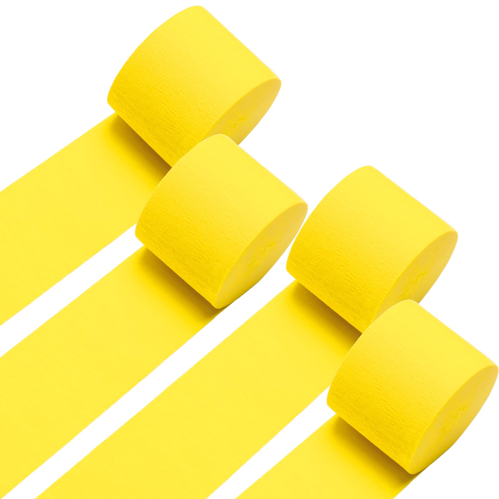 Photo 1 of Yellow Crepe Paper Streamers 4 Rolls 328ft, Pack of Party Streamers for Party Decorations, Crepe Paper for Birthday, Baby Shower, Wedding Party Decorations (1.8 Inch x 82 Ft/Roll)