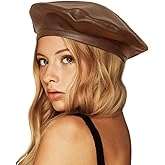 Wheebo PU Leather Berets for Women French Beret Hats Artist Painter Hat Classic Solid Style