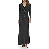 DKNY womens Side Ruched Glazed Jersey V-neck Dress