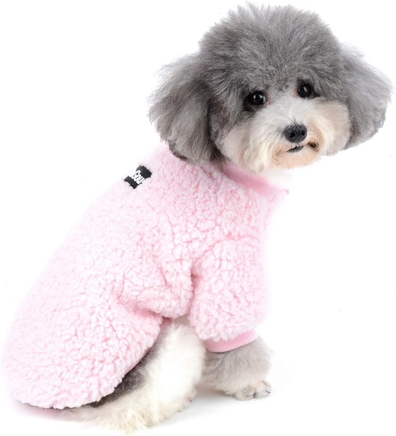 Zunea Pink Winter Fleece Dog Coat Small Size S Chest 32cm Back 20cm