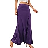SEAFORM Women's Casual Mid Long Skirts Stretchy Ultra-Soft Flowy Maxi Formal Skirts High Waist Lounge Skirts for Women