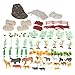 100-Pack Plastic Zoo Animal Toys - Zoo Animal Figures Set, Small Zoo Animal Figurines with Fake Props, Foliage, Fencing and Rocks, Includes Carrying Case - Box Dimensions: 10.5 x 6.7 x 8.2 Inches