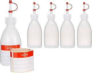 Octopus 5 x 100 ml Quetschflaschen, Spritzflaschen aus LDPE mit Tropfverschluss, Garnierflaschen, Dekorationsflasche für Küche, Hobby oder Labor