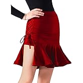 ZYMOZYM Wrap Latin Dance Skirt High Waist Slit Salsa Ballroom Concert Skater Skirt Dance Clothes for Women