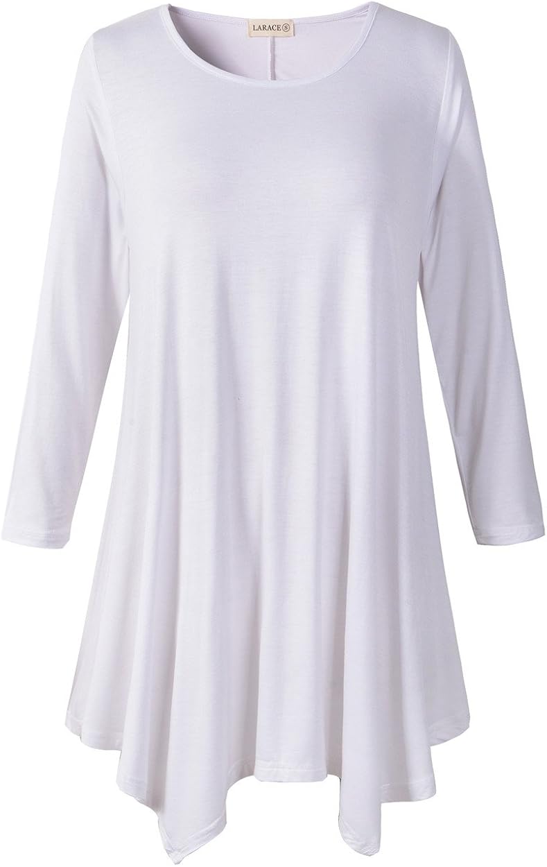 LARACE Women Plus Size 3/4 Sleeve Tunic Tops Loose Basic Shirt