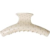 Emma Lily Cream Acetate Curve Hair Claw Clip with Pearl Beads - Secure Grip for Thin & Medium Hair, Ideal for Dinner Party Occasions, Gifts for Women
