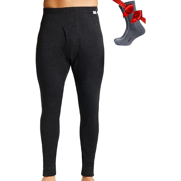 Essentials by Seven Apparel Men's Thermal Pants, Black, Medium at