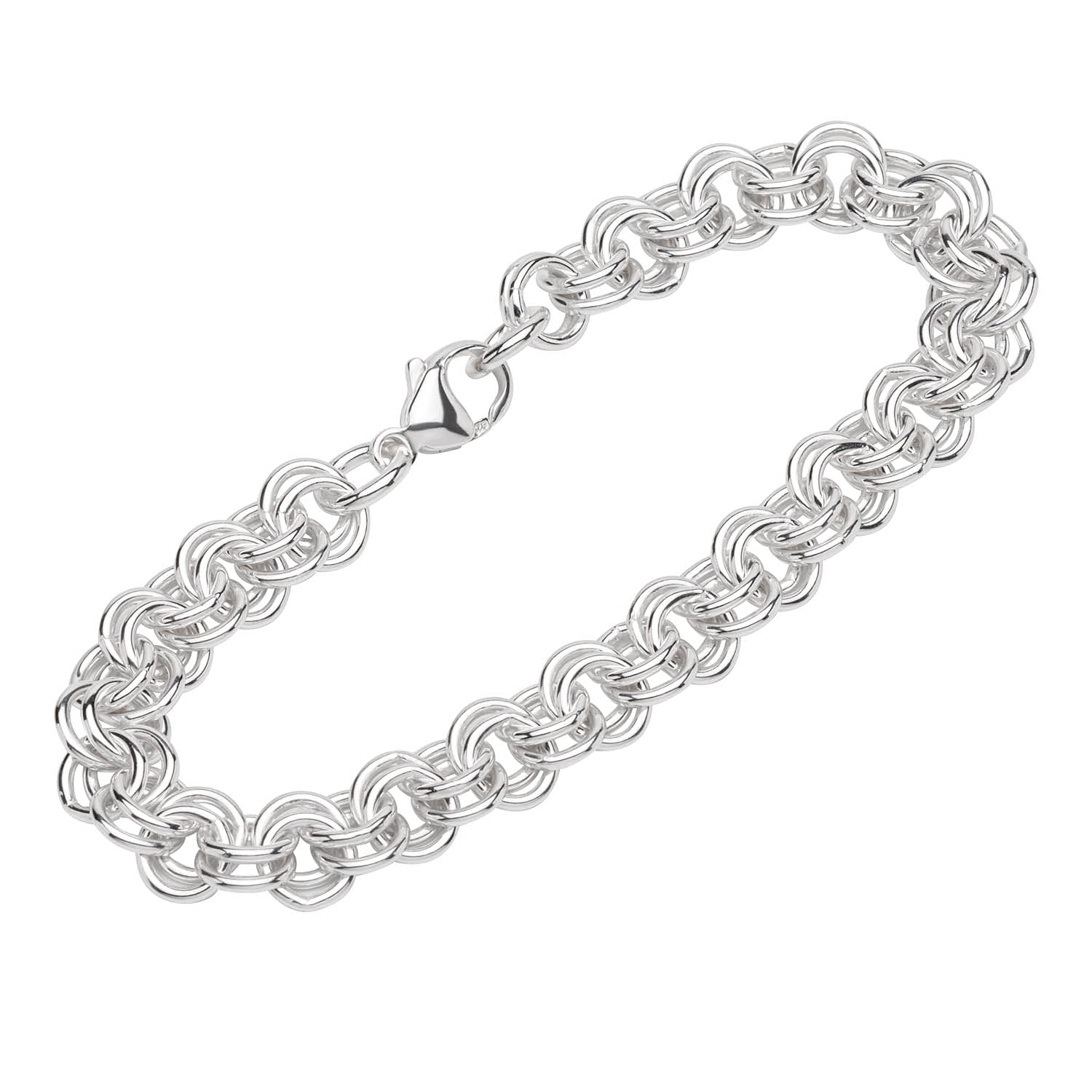 NKlaus bracelet 925 sterling silver 19cm twin anchorchain round men bangle chain 12436