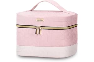 BALULHG Portable Capacity Travel Makeup Bag Organizer, Pink Cosmetic Waterproof Bags