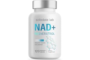 solodate lab NAD Supplement 1000mg, True NAD+ 500mg & Resveratrol 250 mg, Support Cellular Energy & Healthy Aging
