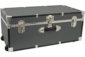 Seward Trunk 30-inch Footlocker Trunk with Wheels, Gray