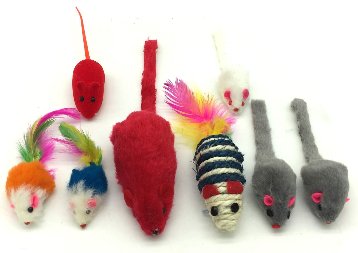 PietyPet Cat Mouse Toys Rattle Furry Cat Mice Pet Toys with Rattles for