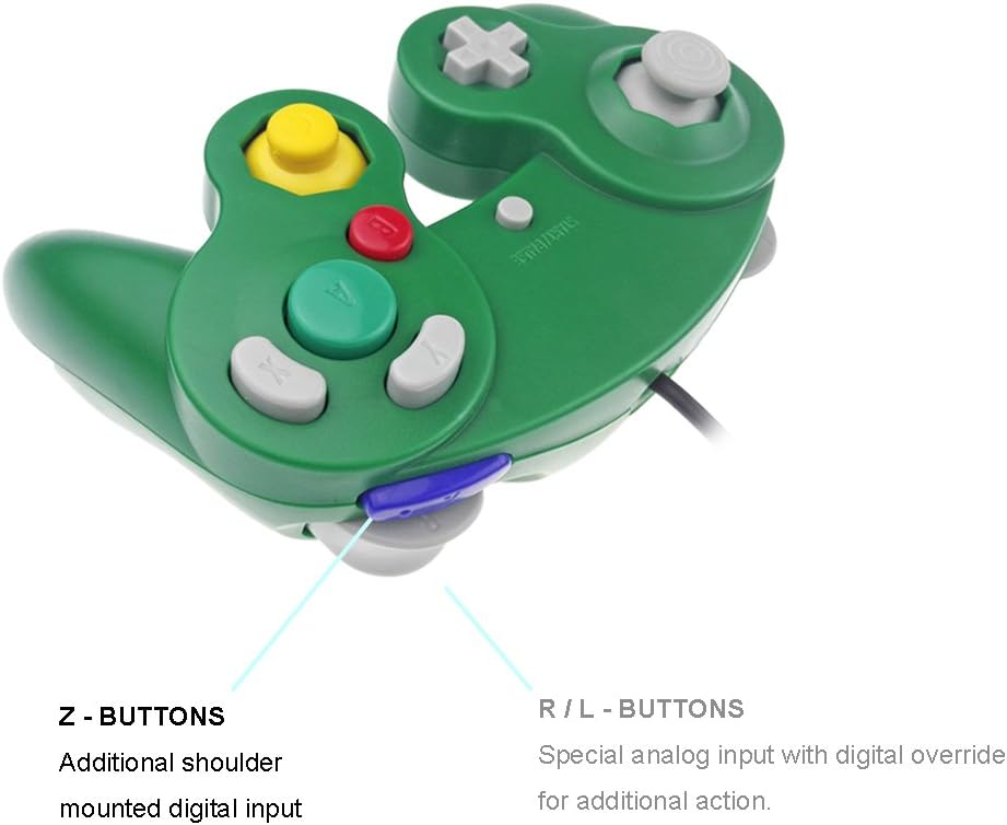 Poulep 2 Packs Classic Wired Gamepad Controllers for Wii Game Cube Gamecube Console (Black and Green): Electronics