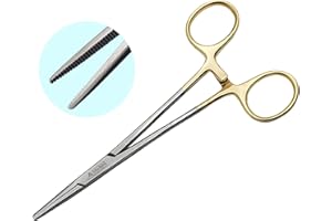 ARTMAN INSTRUMENTS Artery Forceps 6" Straight Hemostat Mosquitoes Gold Ligature Elastic Placing for Nurses, Fishing Forceps, Crafts Clamps Gold Plated Handle Precision Kelly Forceps Clamps Artman Brand