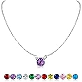 SILVERCUTE February Birthstone Amethyst Necklace Sterling Silver Rolo Chain Cute Cat Pendant for Women