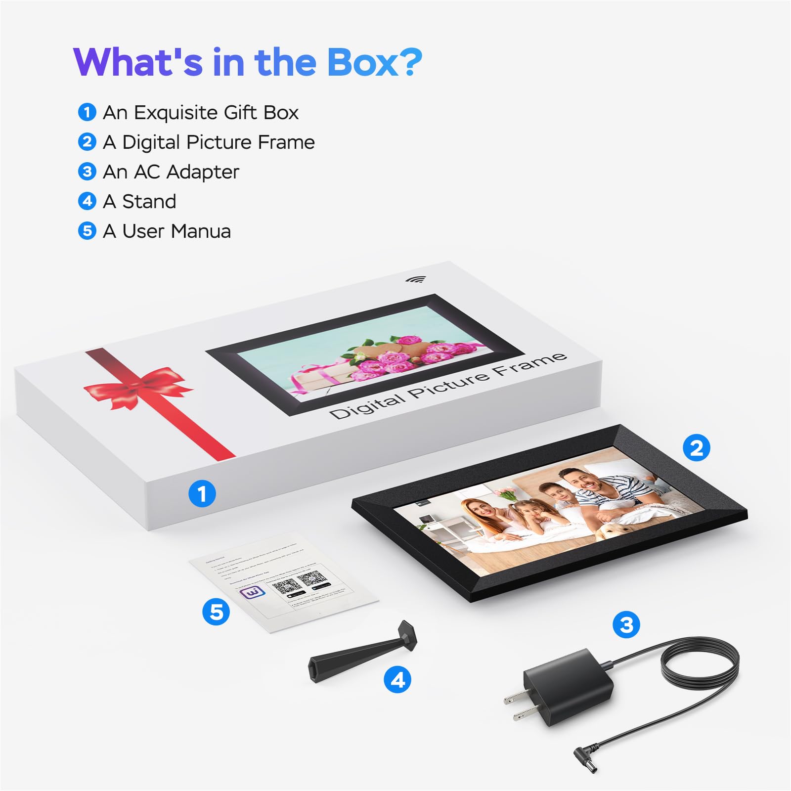 Uhale Digital Picture Frame WiFi 10.1 inch HD IPS Touch Screen Electronic Picture Frame Slideshow Smart Loop Digital Photo Frame with APP & SD Card Slot to Load Photos & Videos from Your Phone