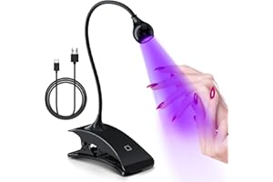 AORAEM UV Nail Lamp Gooseneck UV Lamp for Gel Nails Touch Flash Cure Lamps USB Plug Play Nail Dryer with Clamp, Portable LED Gel Light 3 Level Timing Professional Home DIY Manicure Salon, Black