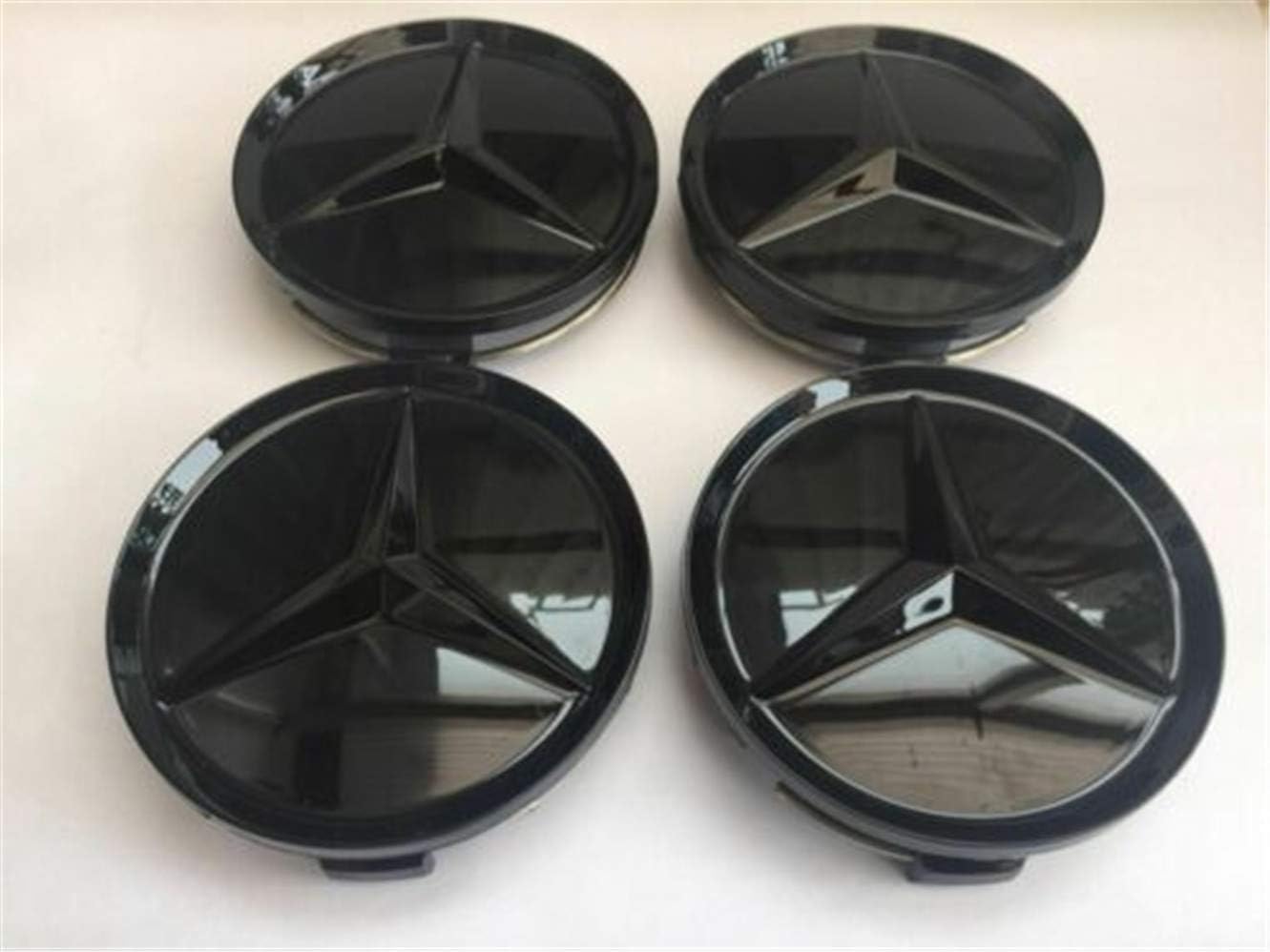 666 GLOSSY 4pcs Mercedes Benz Alloy Wheel Centre Caps 75mm Badges BLACK Hub Embel S212