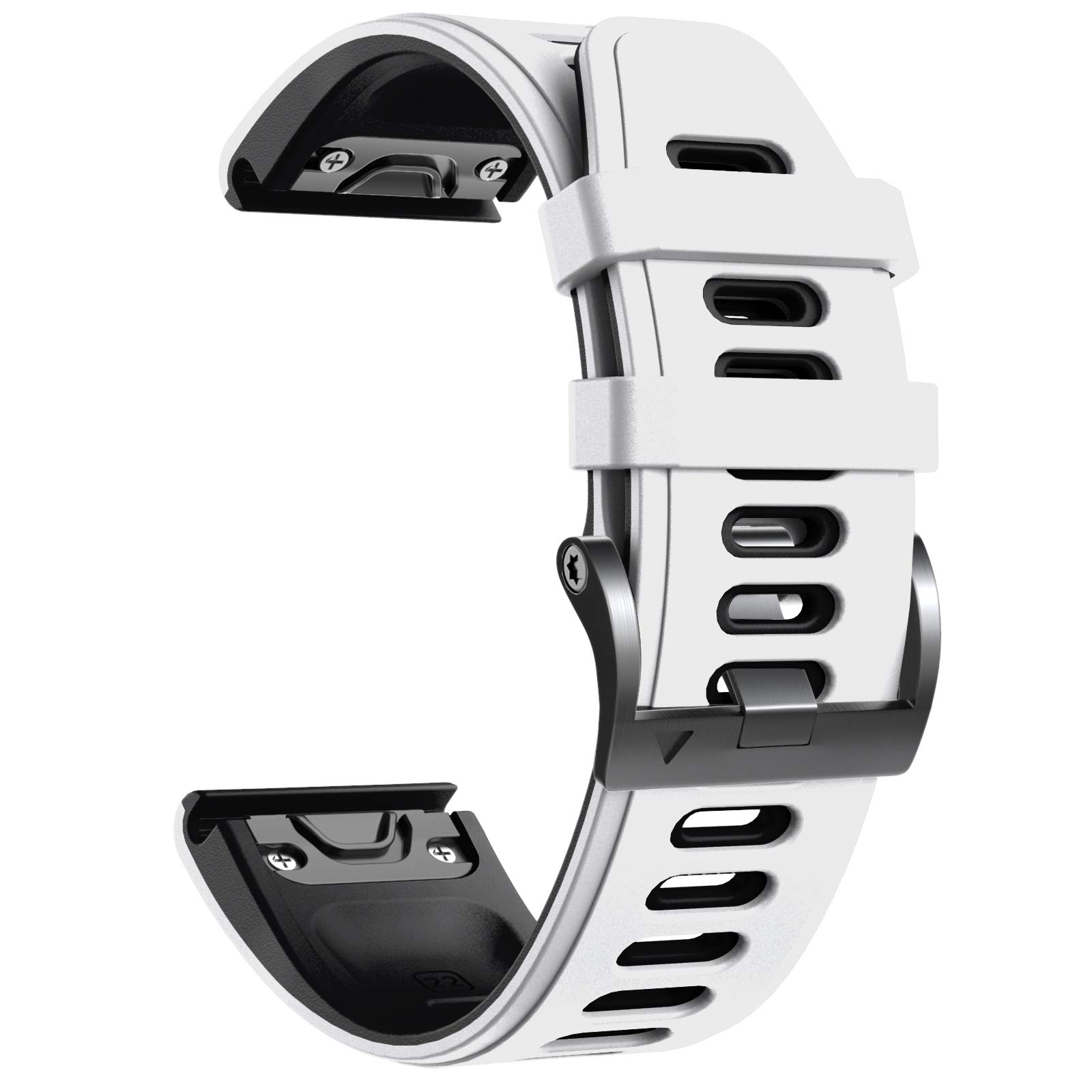 NotoCity for Fenix 5/6/7/5 Plus/6 Pro/7 Pro Strap, 22mm Watch Strap for Garmin Epix (Gen 2), Approach S62, Quickfit Strap for Garmin Forerunner 935/945/955/965, Instinct/2, Quatix 5/6/7(White-Black) — image 1