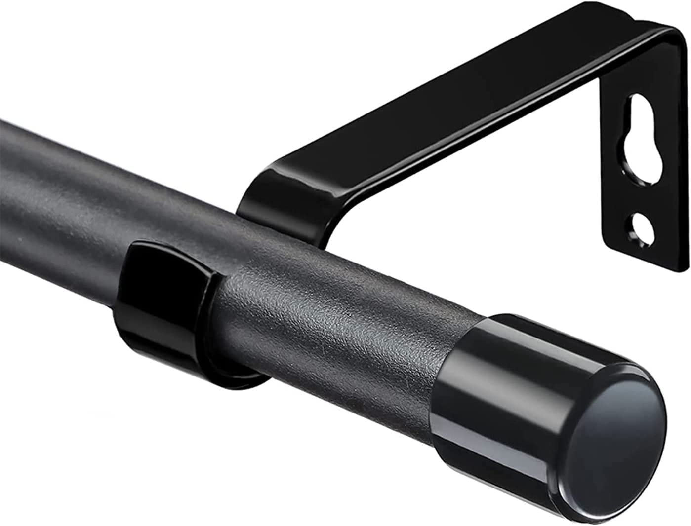 INFLATION Curtain Poles with Black Finials 76 to 198 cm, Frosted Black Curtain Pole with Brackets Fittings Set Window Poles for Living Room & Outdoor