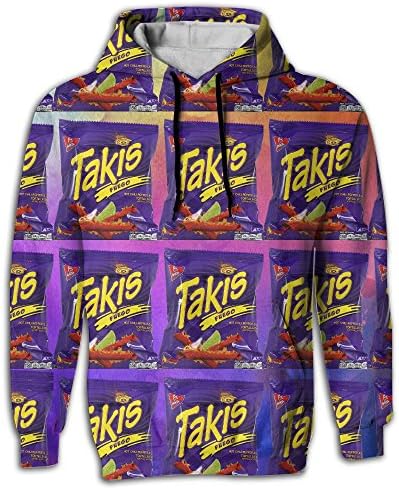 DJFZZZ Men's Sports Fashion takis Kangaroo Pocket 3D Sweatshirt