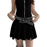 MILAKOO Vintage Punk Leather Waist Belt for Women 80s Goth Costume Cinch Belts Ladies Western Belt for Jean