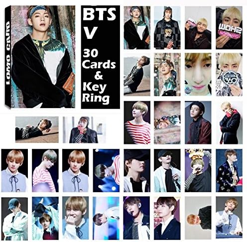 BTS BANGTAN BOYS V - MINI POSTCARD PHOTOCARD PHOTO PICTURE SET 30pcs & KEYRING