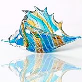 EUSTUMA Hand Blown Glass Conch Figurines Ornament,Sea Animal Ornament for Home Decor,Sea Animals Collection for Birthday Gift,Glass Seashell