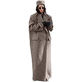 IDEALSANXUN Womens Long Wool Coats Fall Winter Casual Oversized Maxi Peacoat Trench Coat
