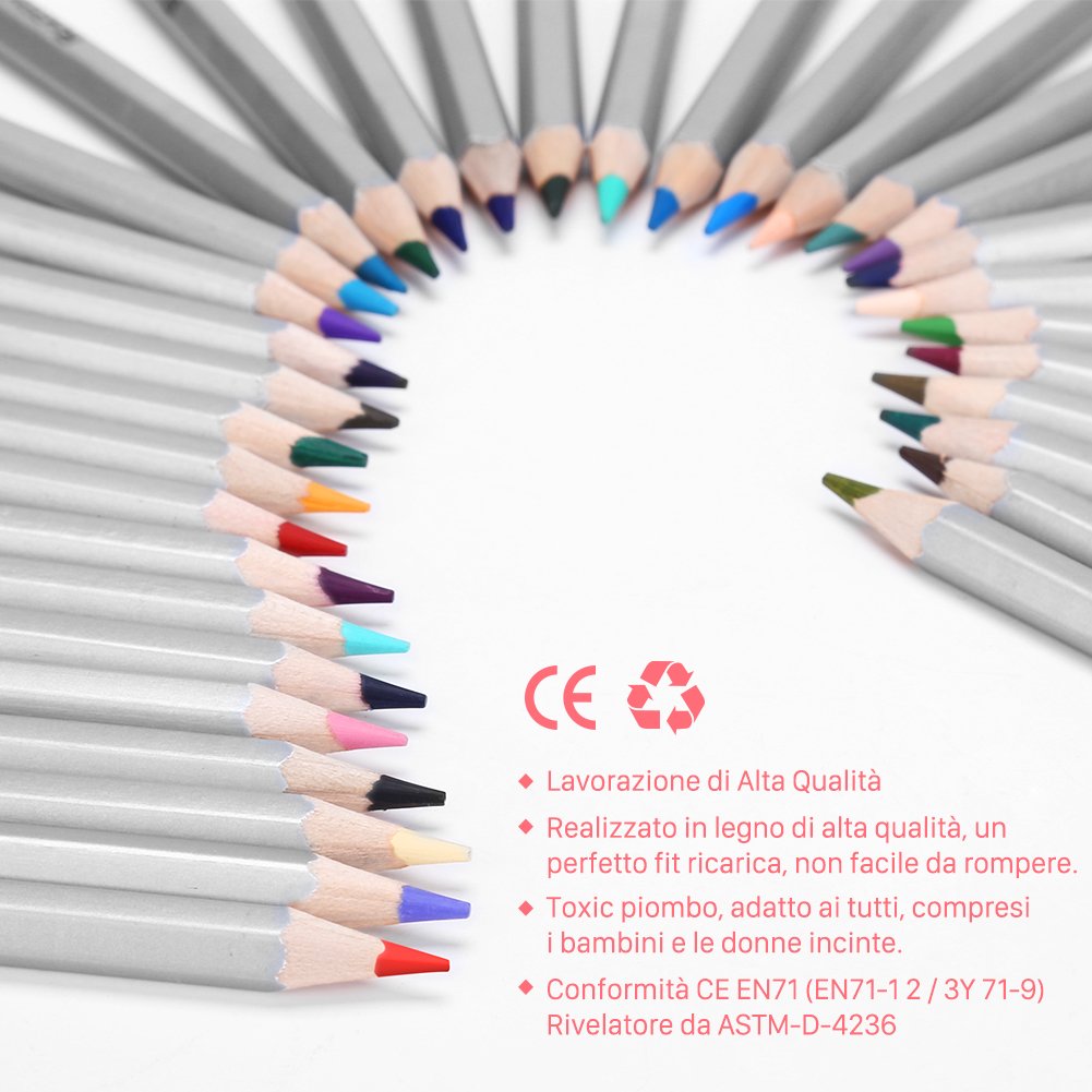 GHB 72 Colori Matite Colorate Matite Colore Matite Disegno Matite Multicolore per Pittura Disegno con Roll Up Canvas Matita Wrap Amazon Auto e Moto