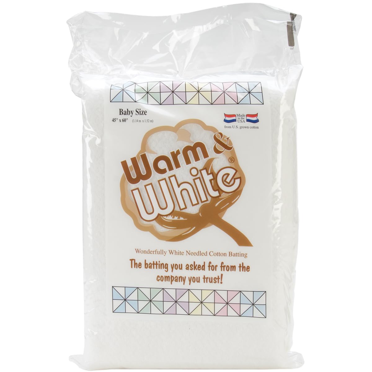 Warm Company Warm and White Cotton Batting with 45 x 60-inch Crib