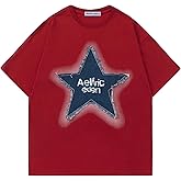 Aelfric Eden Star T Shirts Oversized Graphic Tees Denim Patchwork Short Sleeve Crewneck Shirts Y2K Vintage Unisex Streetwear