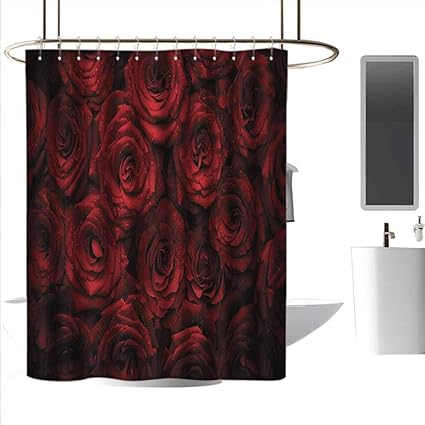 Shower Curtains For Bathroom Ruffles Dark Red Image Of Red Roses